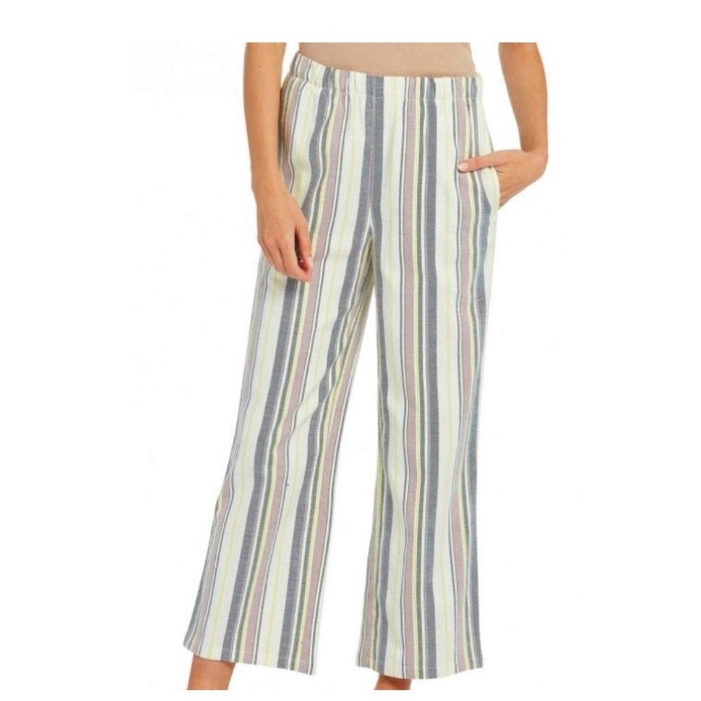 Volcom Multicolor Striped Wide Leg Pants Cotton Lightweight Pinstripes Small